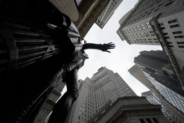 The George Washington Statue at the Federal Hall National Memorial on Wall Street across the New York Stock Exchange on Jan. 27.
