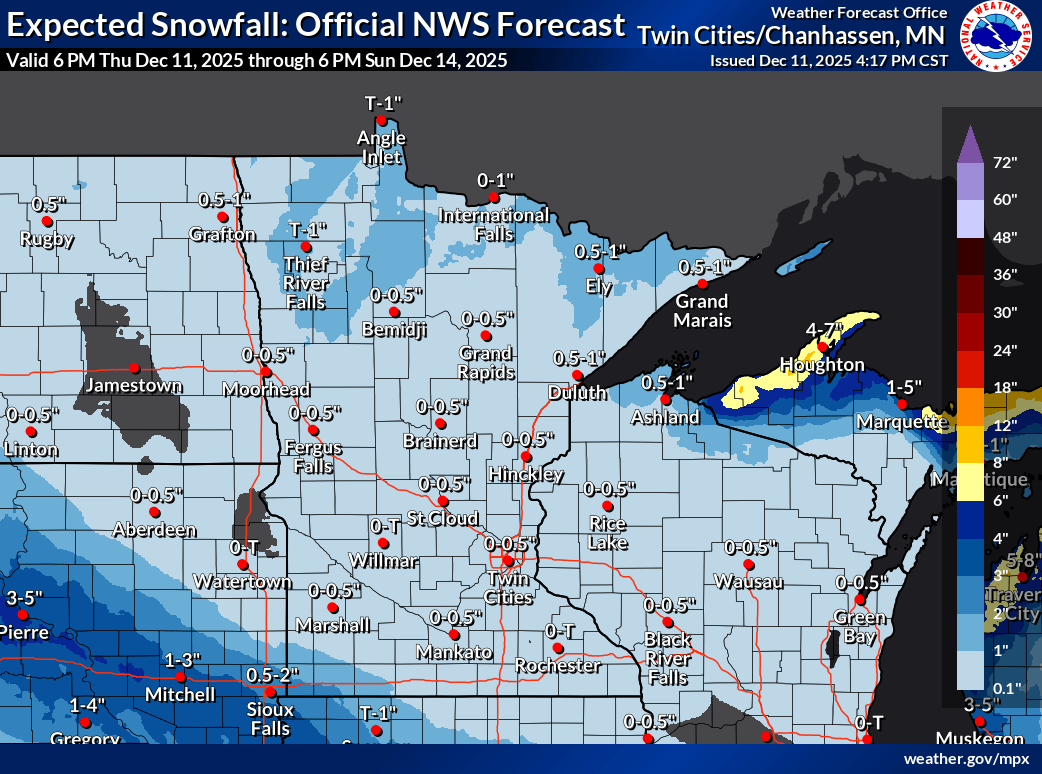 Snowfall projection for Minnesota