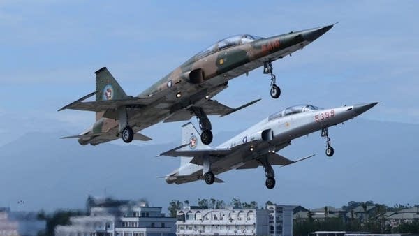 A pair of U.S.-made Taiwanese air force fighter aircraft take off in November.
