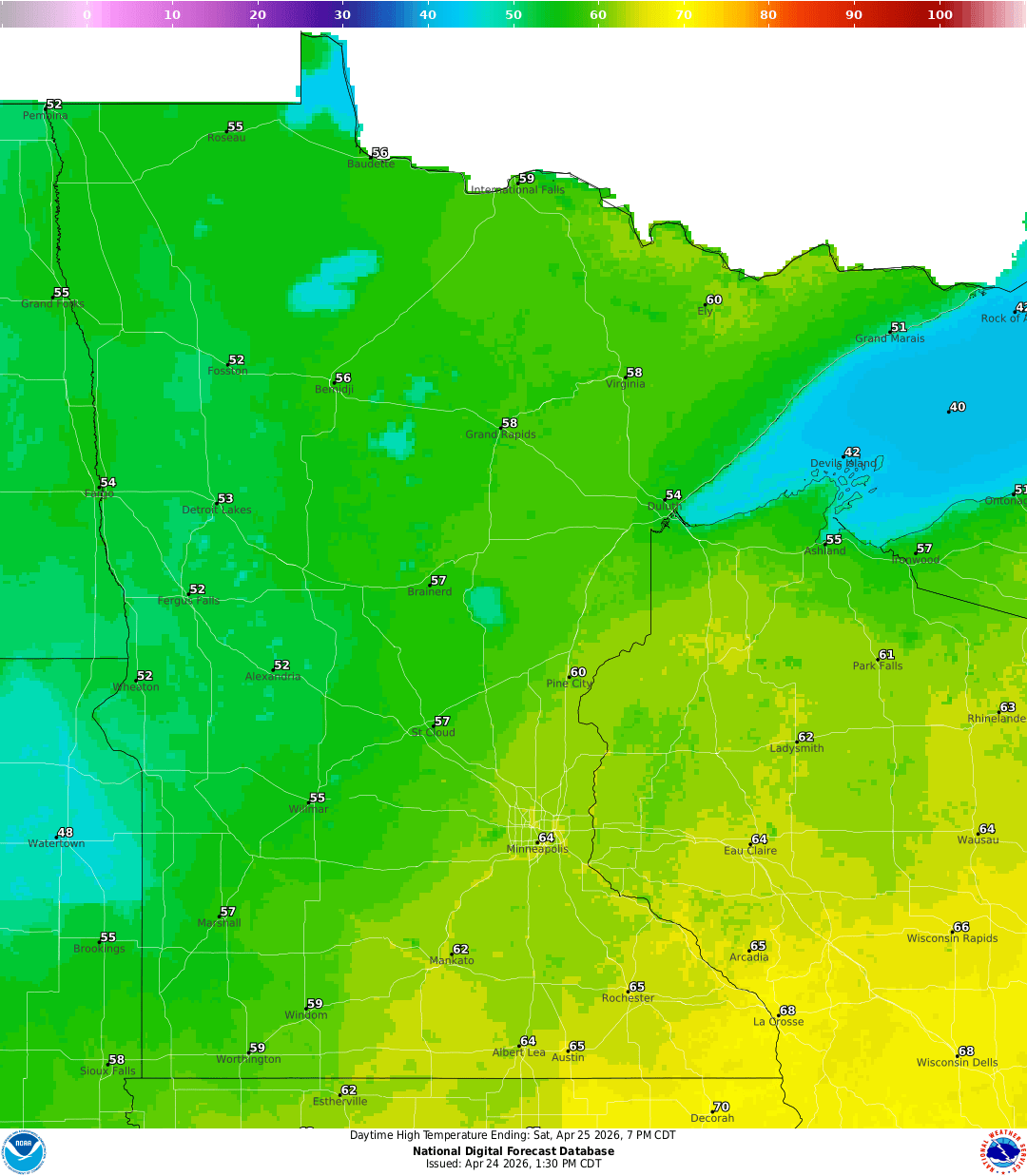 Highs for Saturday