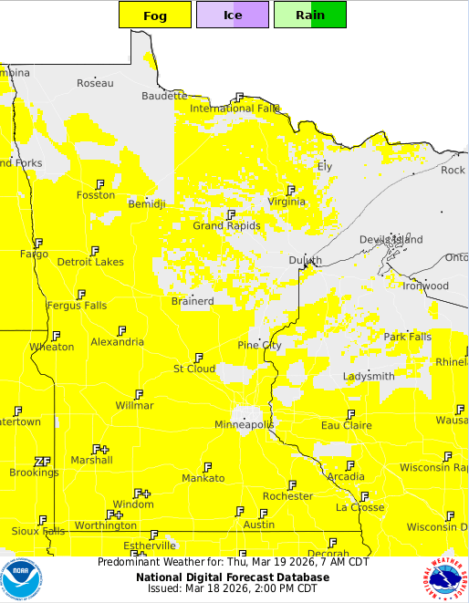 Forecast weather conditions for 7 a.m. Thursday
