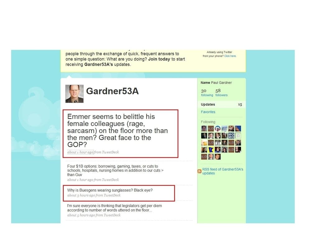 Gardner's Twitter page