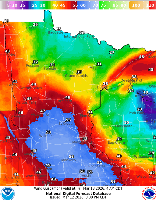 Forecast wind gusts