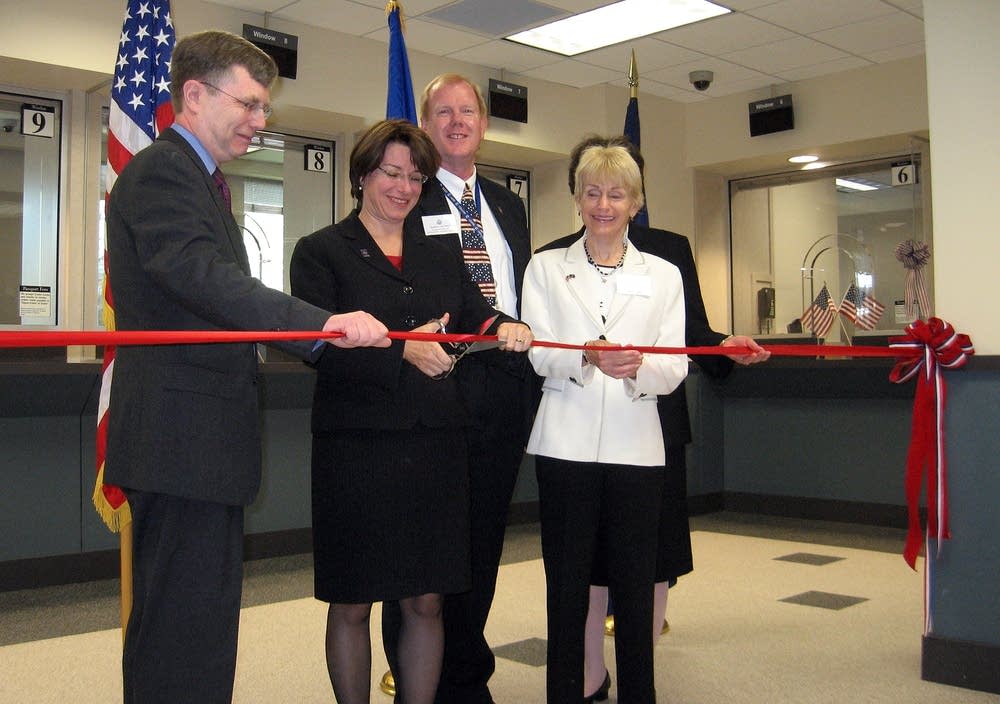 Klobuchar at the new passport office