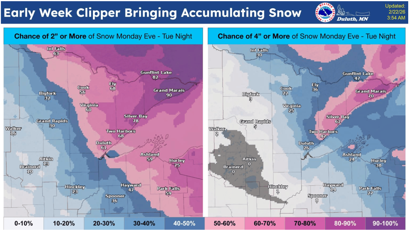 Accumulating snow chances for Tuesday