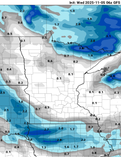 NOAA GFS model snowfall output