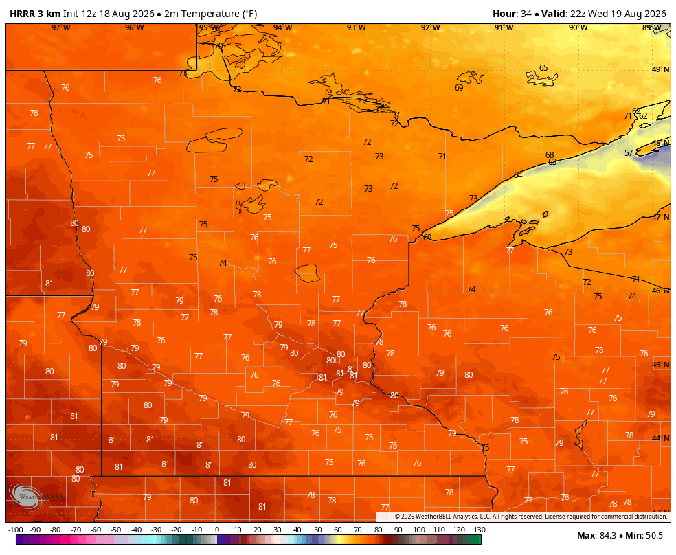 High temps Wednesday