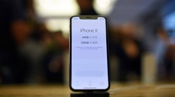 New iPhone X sits on a dock at an Apple showroom in Sydney on November 3, 2017