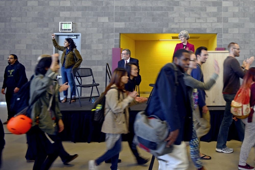 Protesting at campus event
