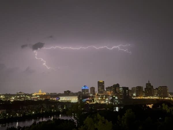 Lightning ricochets across the sky
