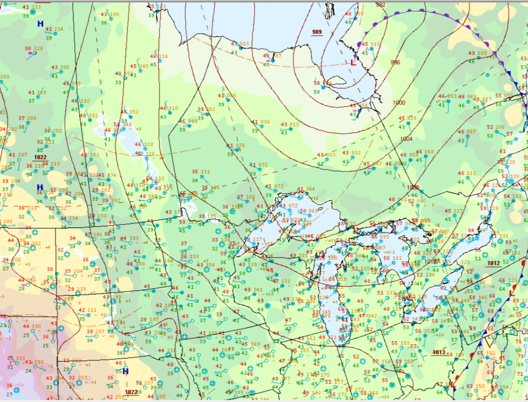 Surface analysis for 4 a.m. Saturday