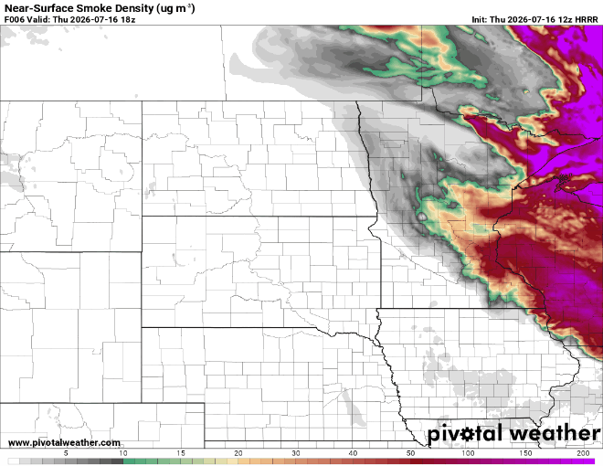 Near-surface smoke density 1 p.m. Thursday to 7 a.m. Friday