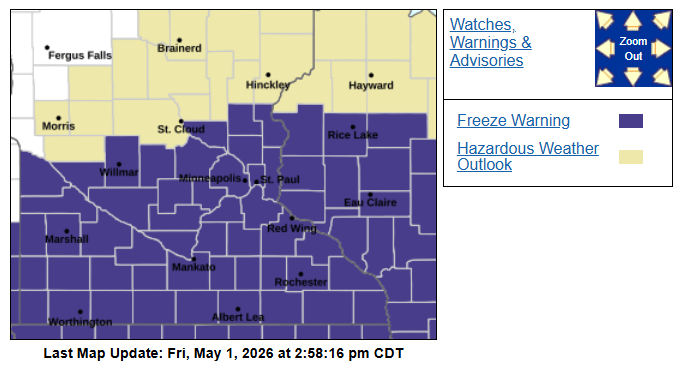 Freeze warning