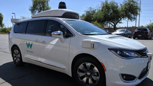 Waymo's self-driving car outside of its Phoenix headquarters.