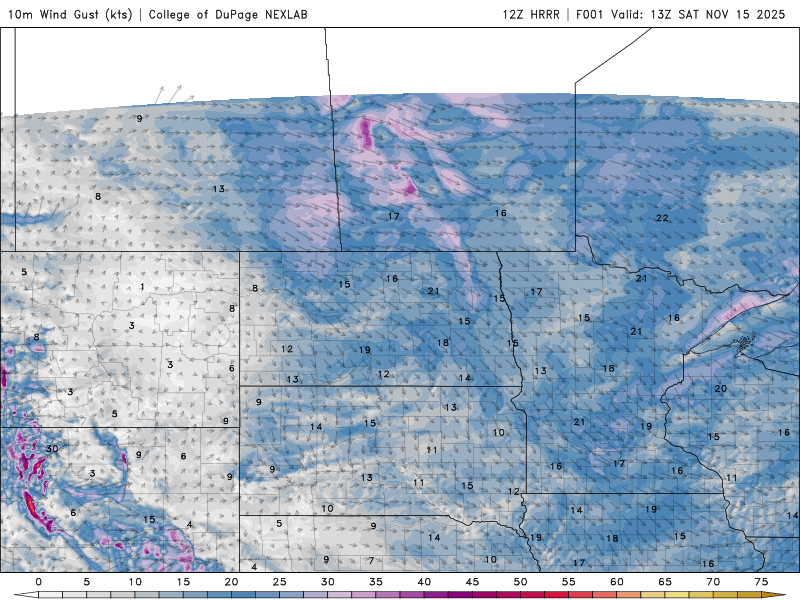 Wind speed and direction Saturday 7 a.m. to 6 p.m.