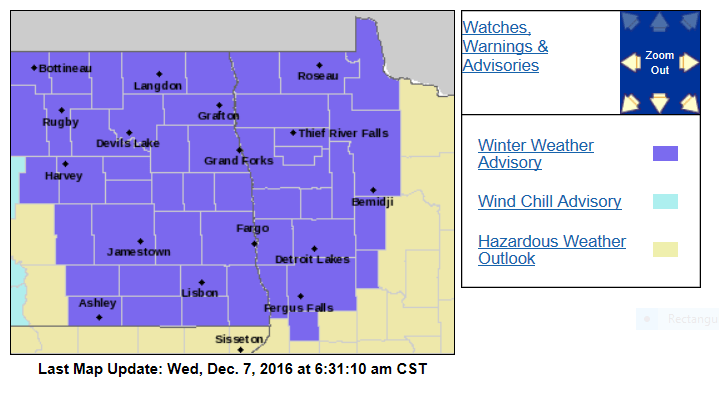 Winter weather advisory NW Minn., windy and cold