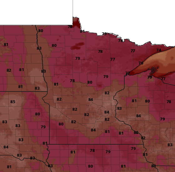 Few spotty showers Friday and Saturday afternoon; very hot next week