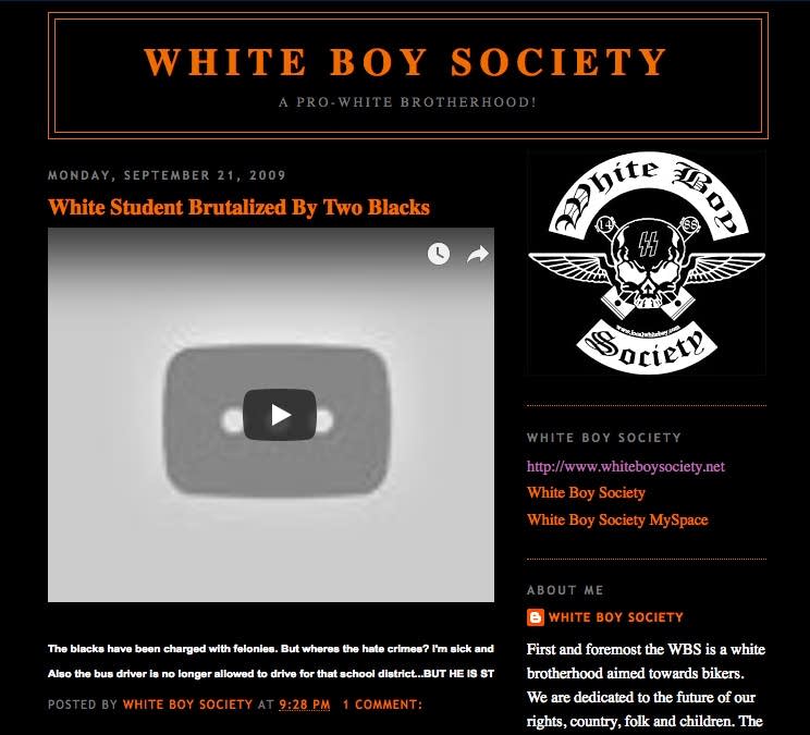 The White Boy Society claims it is 'not a hate group or a supremacy group.'