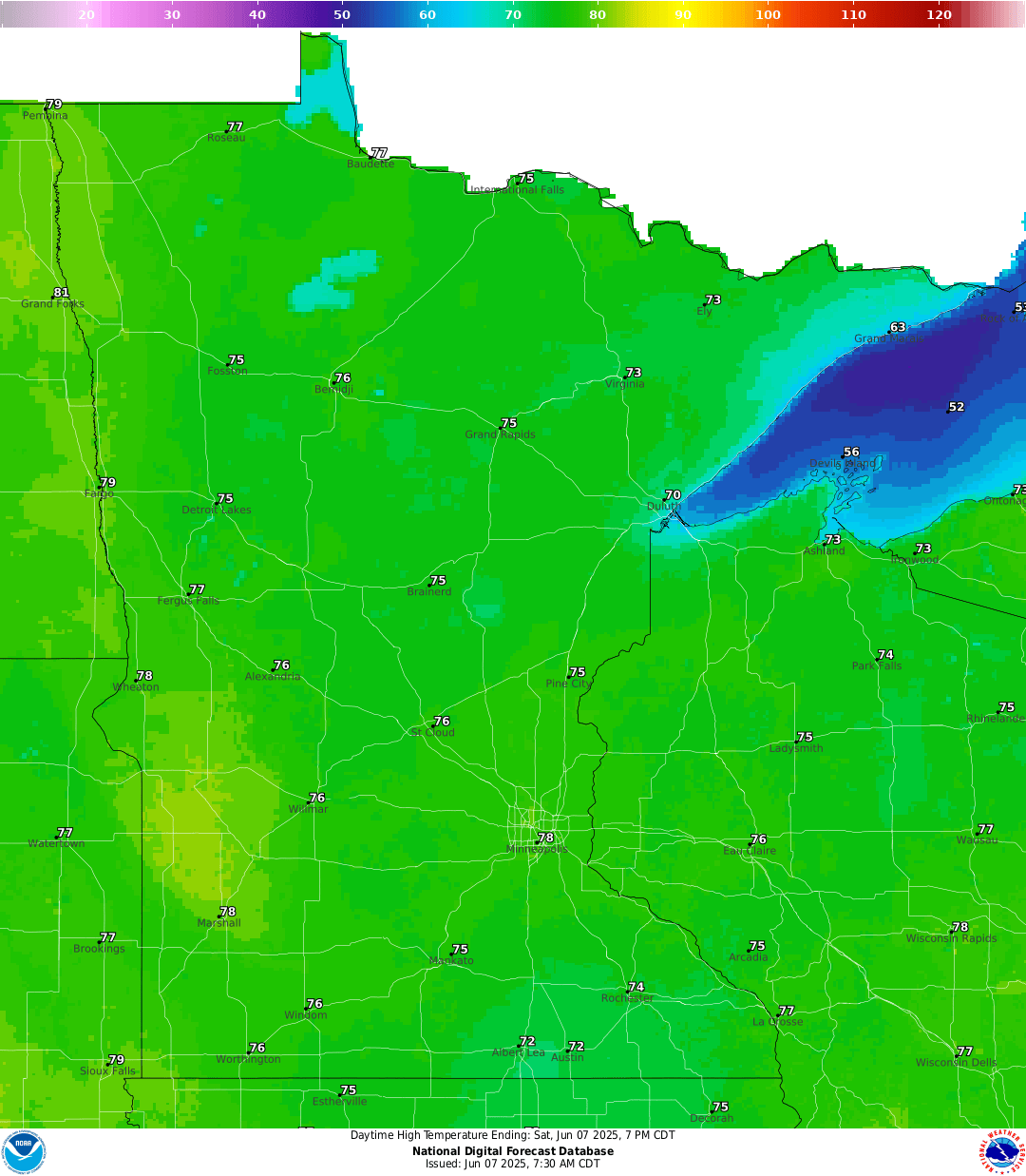 Highs for Saturday