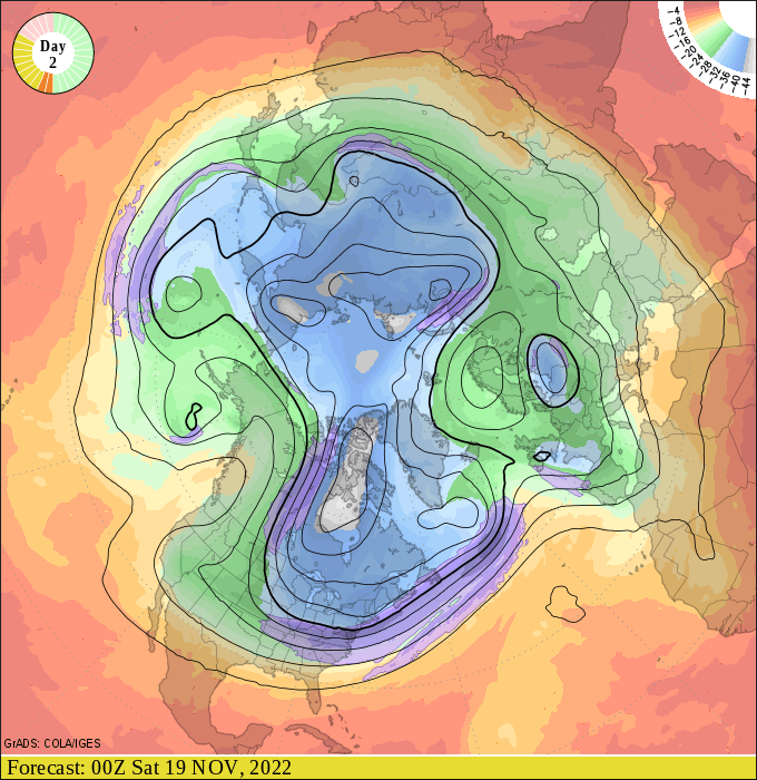 Upper air forecast map for