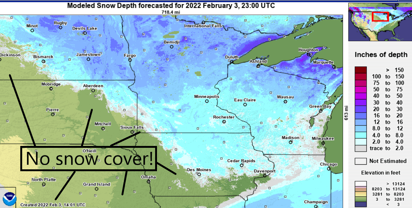Snow cover Thursday