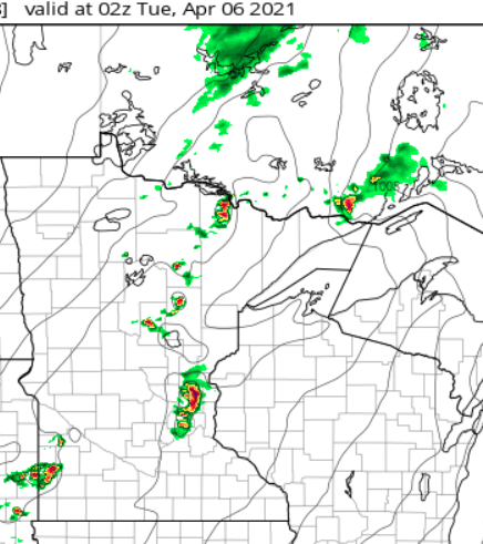 NOAA NAM 3 km model at 9 pm Monday