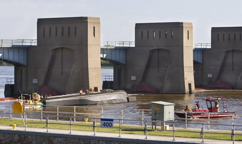 Overturned barge