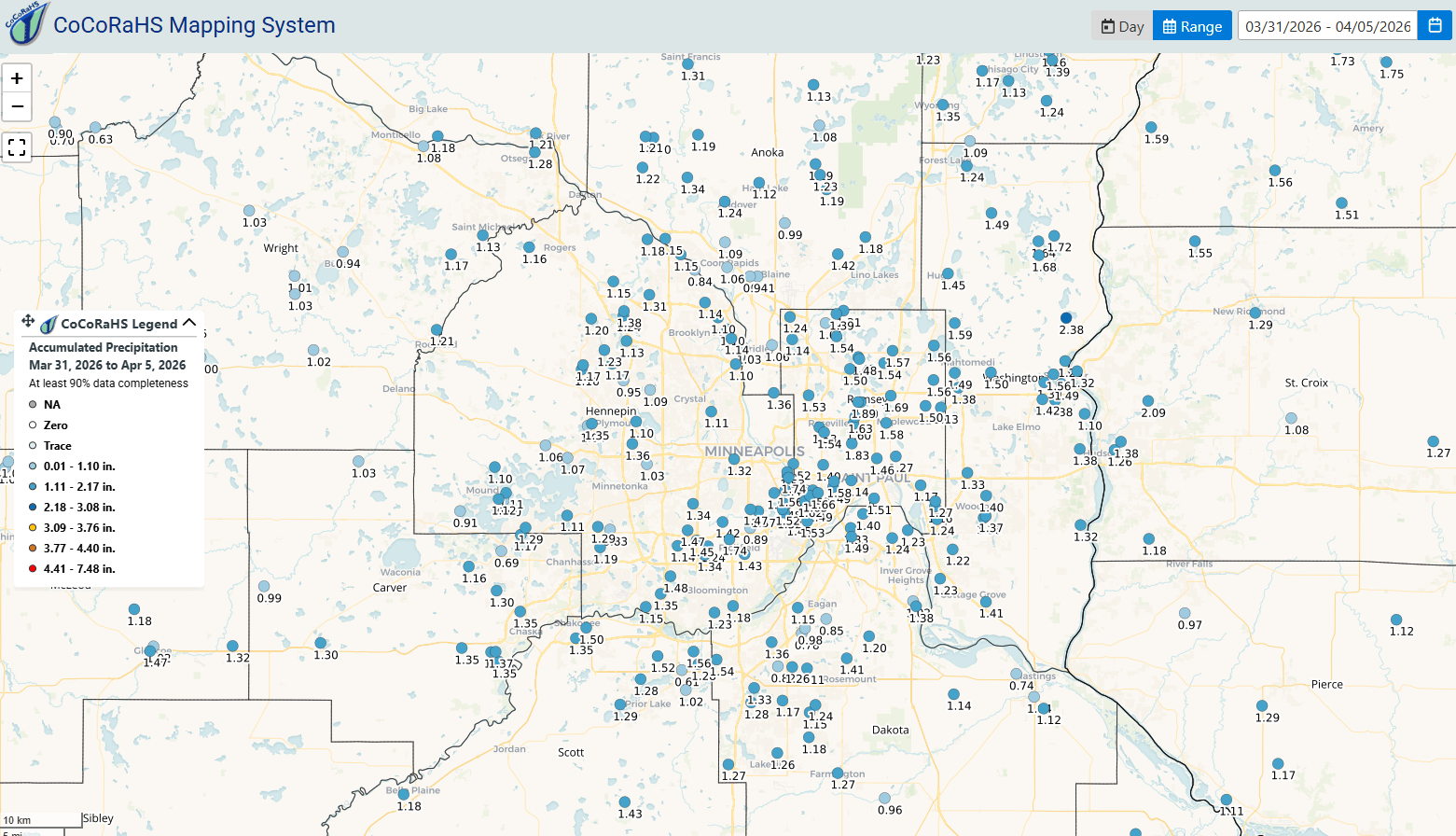 Rainfall totals 2