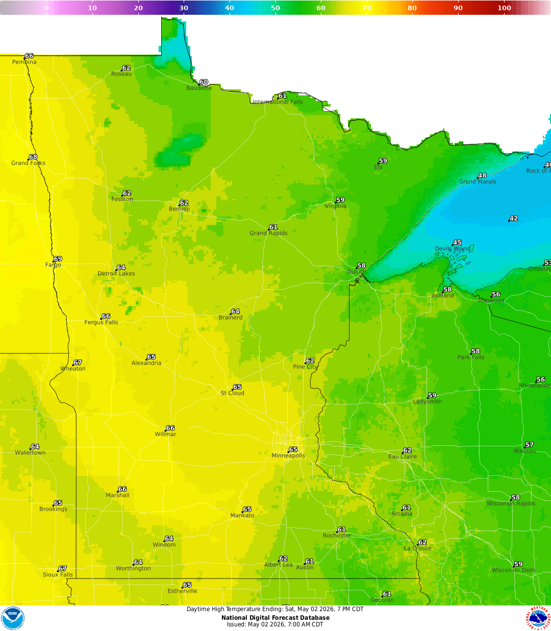 Highs for Saturday