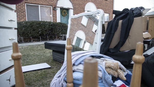 While foreclosure rates are currently low, nearly 5% of homeowners have “seriously delinquent” unpaid mortgages. Above, the belongings of a person being evicted sit on the lawn in front of their Columbus, Ohio, home in March. 