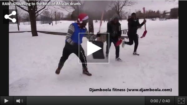 Snow shoveling to the beat of a drum