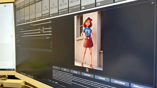 An AI-generated animation character by a Chinese video gaming firm in Chengdu city.