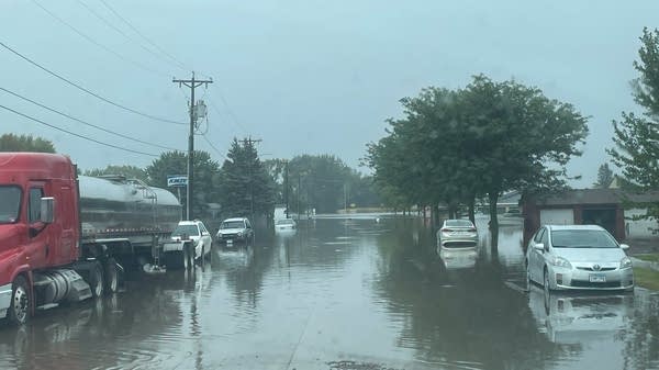 Floodwaters cover city streets
