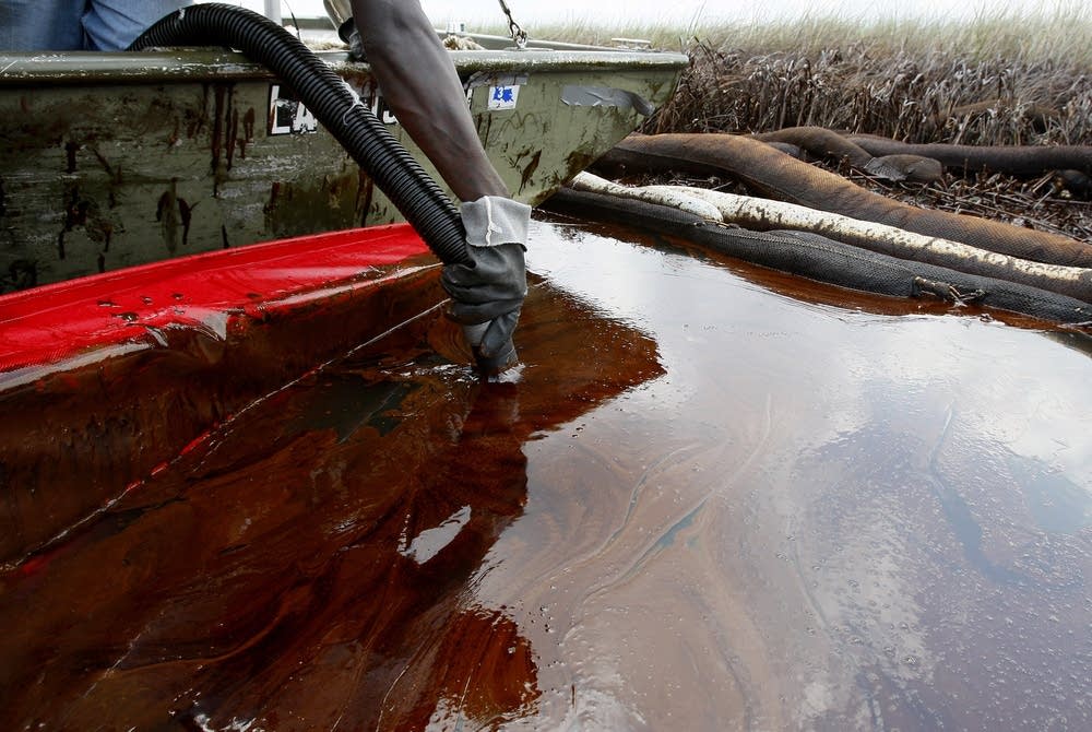 Vacuuming oil
