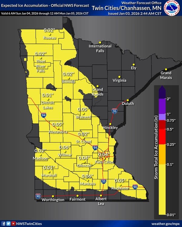 Expected ice accumulation