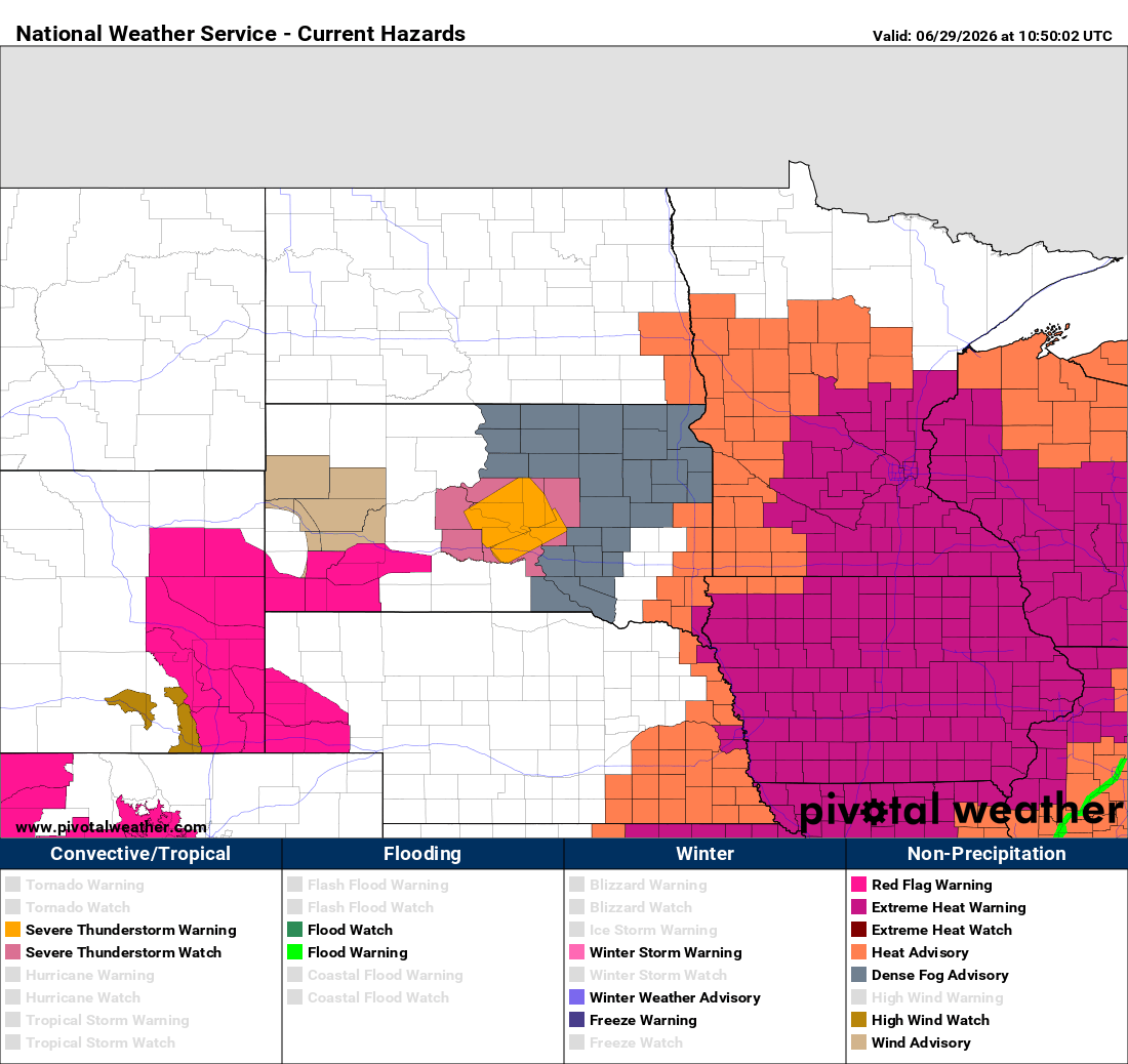 Extreme heat warning and heat advisory