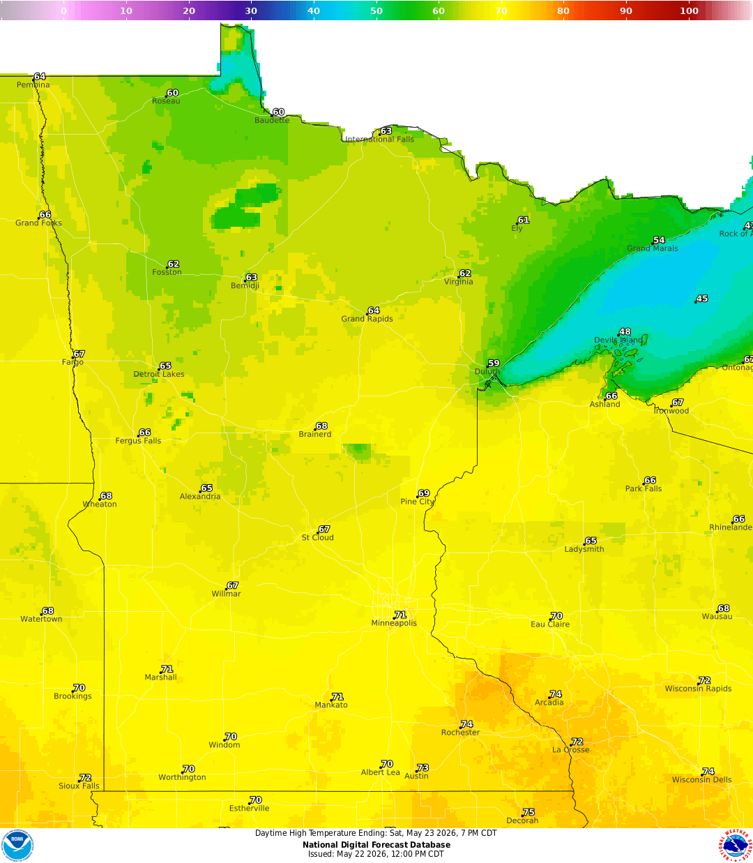 Highs for Saturday