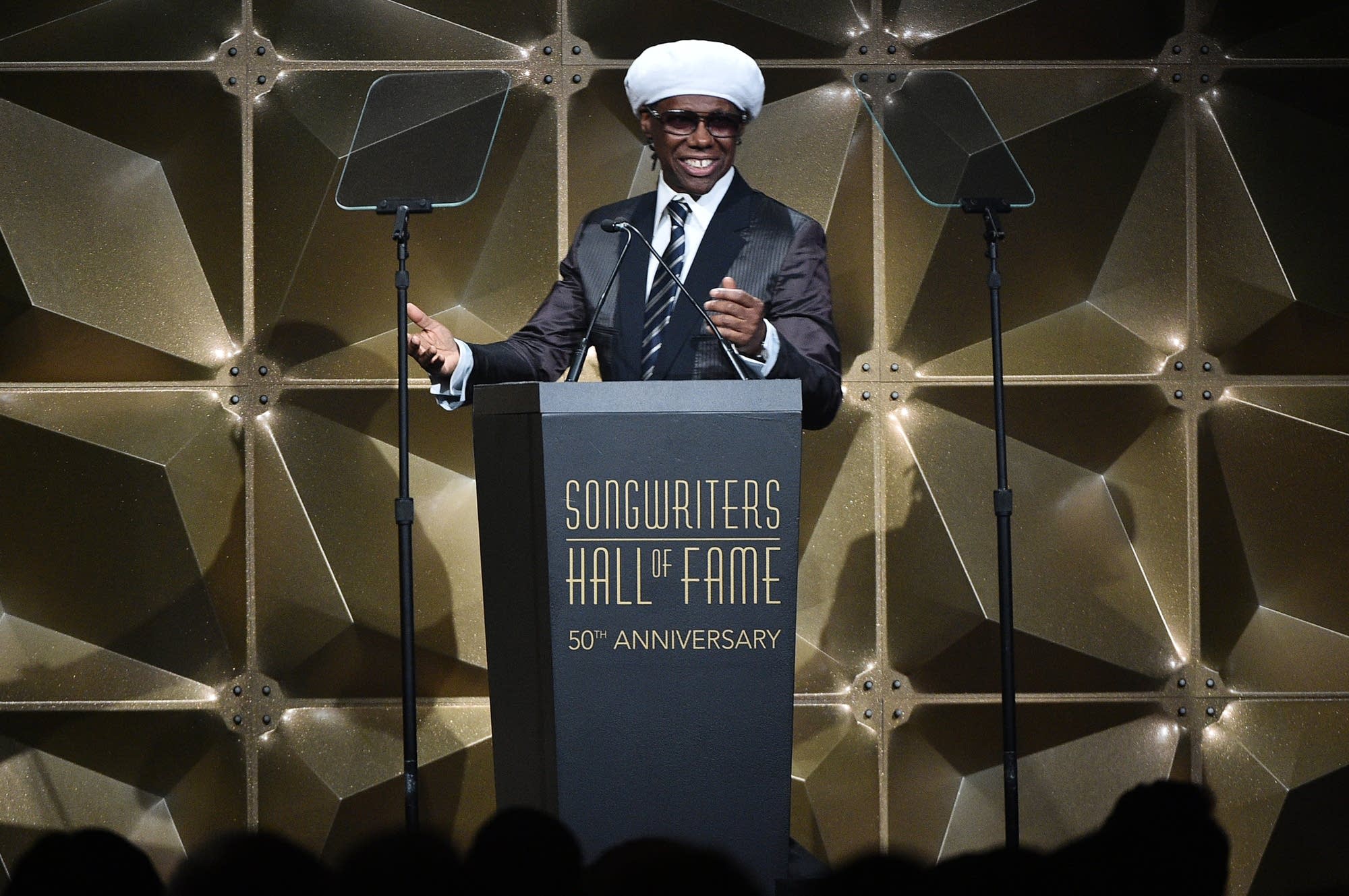 Nile Rodgers speaking at the Songwriters Hall of Fame induction ceremony