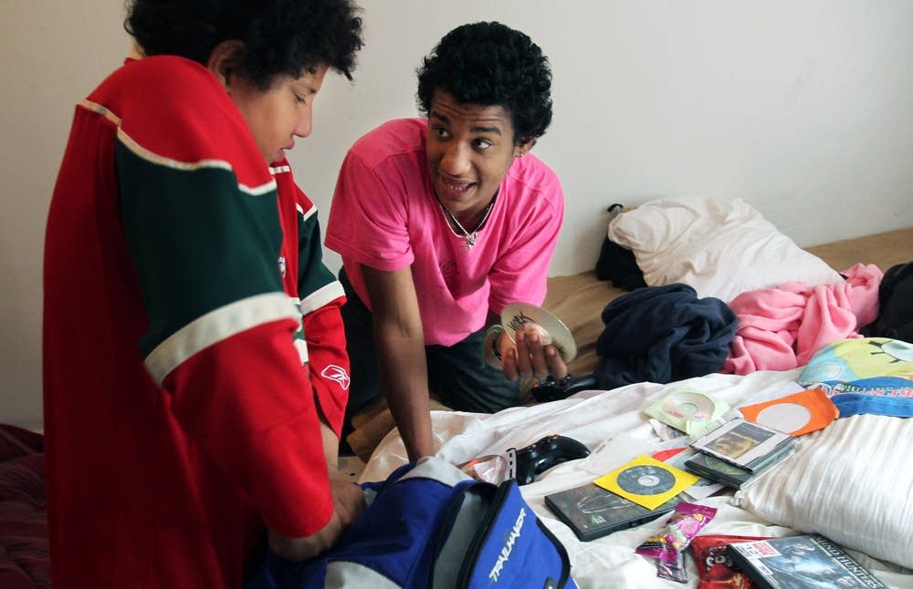 Sorting through belongings