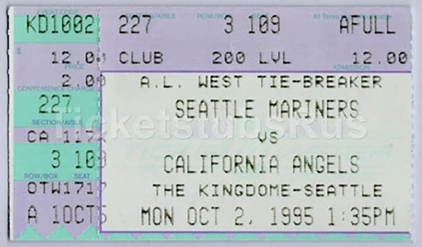 Ticket stub from 1995 Mariners-Angels AL West tie-breaker game