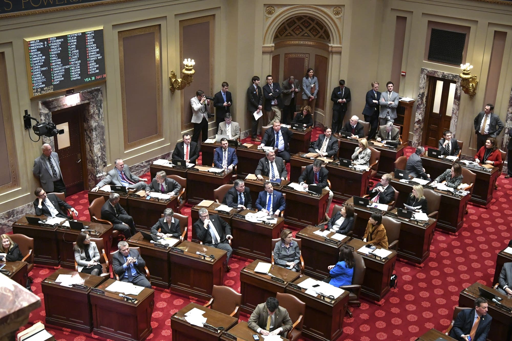 Senators work on the floor Monday Feb. 27, 2017 in St. Paul.