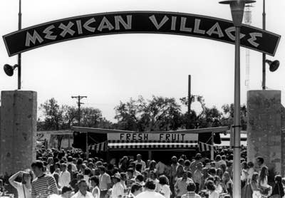 Black and white Mexican Village sign