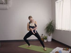 A collaborative yoga demonstration at Blooma