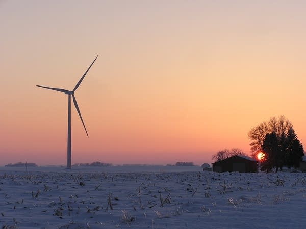 A wind turbine near Blue Earth is part of expanding wind energy production.