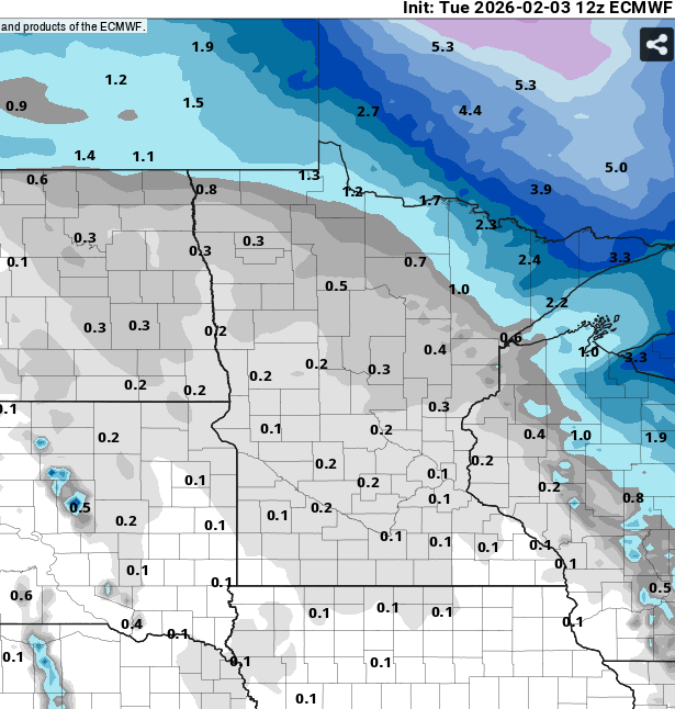 European ECMWF model snowfall output