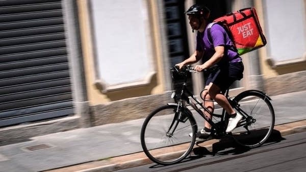 A Just Eat Takeaway delivery rider in London. 