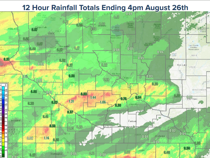 Rainfall Thursday afternoon