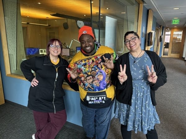 Jill Riley, Nur-D- and Nilufer Arsala outside The Current studio