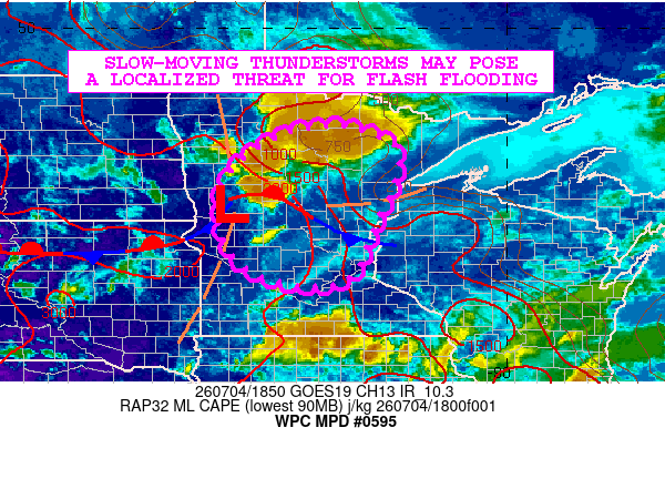 Localized threat for flash flooding