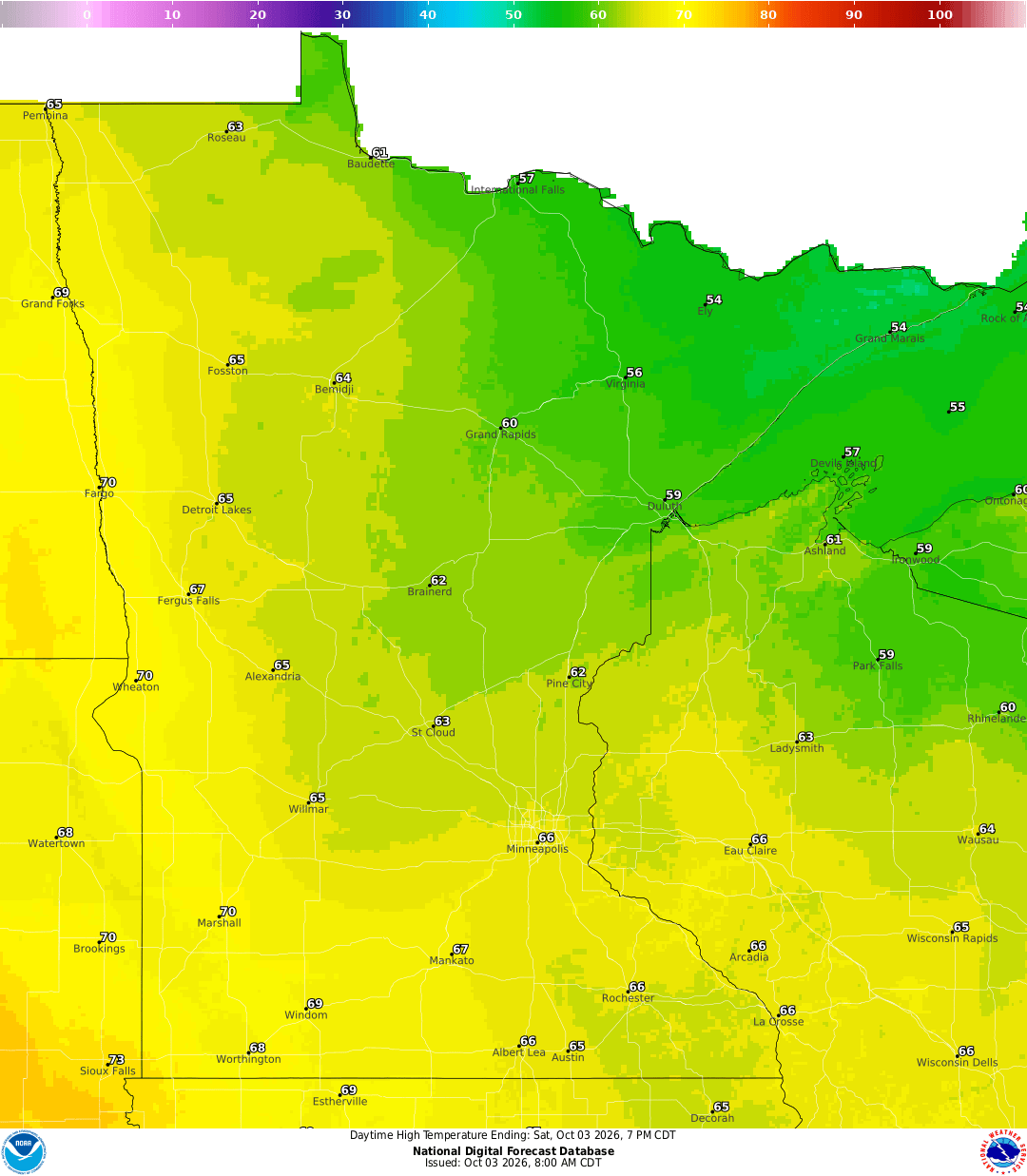 Highs for Saturday